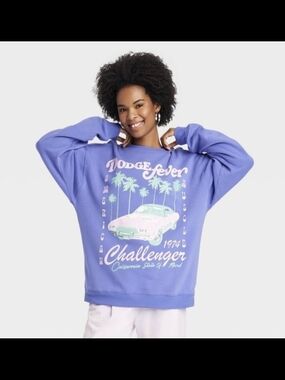 Dodge Fever Challenger Graphic Crewneck Sweater - Lavender